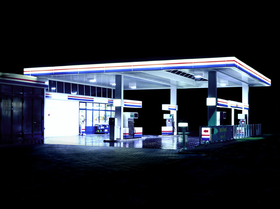 Petrol Stations - blue / red