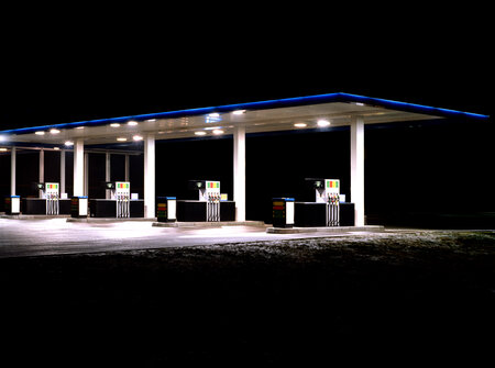 Tankstelle - blau / weiss